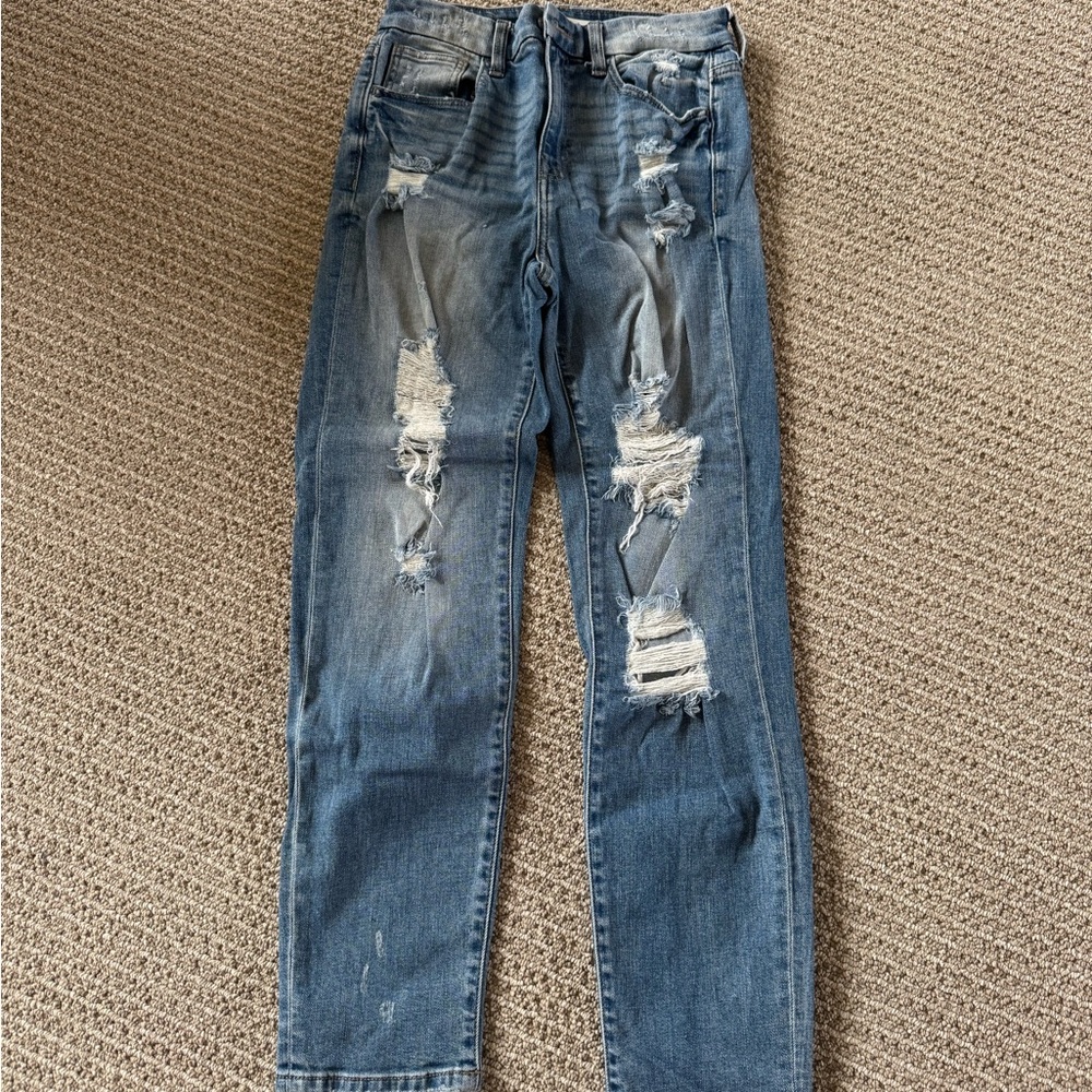 Willow & Root High Rise Mom Distressed Jeans